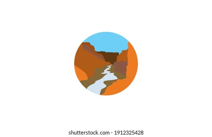 desert cliffs with river landscape logo vector icon symbol graphic design illustration