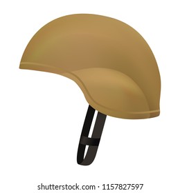 Desert color army helmet mockup. Realistic illustration of desert color army helmet vector mockup for web design isolated on white background