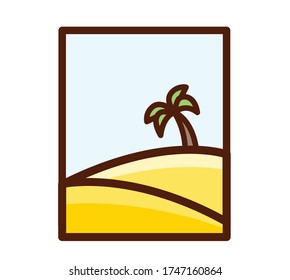 Desert colored icon - palm tree and sand 