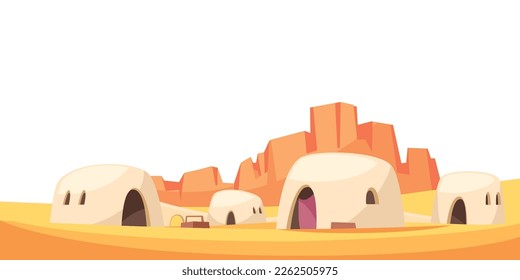 Desert composition with horizontal landscape view of natural dry sands vector illustration