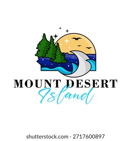 desert coral beach waves logo design