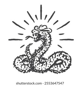 desert cowboy snake vector sketch with a cool retro vintage style design