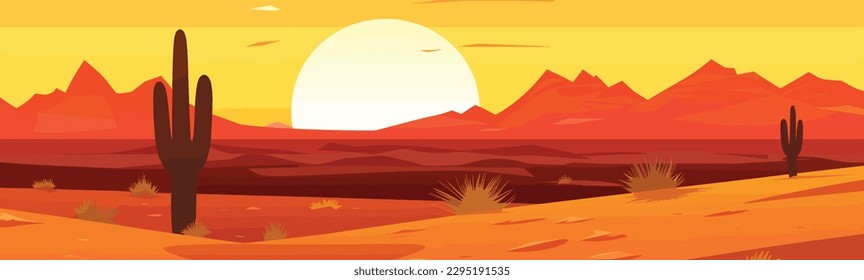  Desert dawn vector illustration wide