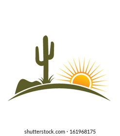 Desert design elements with sun 