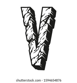 Desert design letter V concept in vintage monochrome style isolated vector illustration