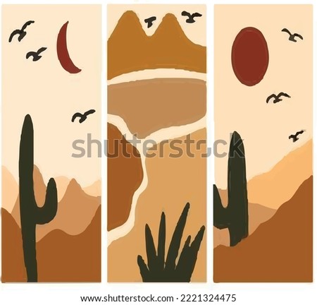 Desert design made in three different parts, that has powerfull brown and yellow color patterns