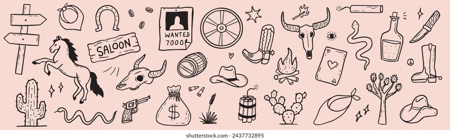 Desert dreams: cowboy western boho vector collection