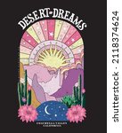 Desert Dreams slogan and desert view print, for California, Arizona desert vibes t-shirt design 