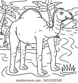 Desert Dromedary Camel Página para crianças 
