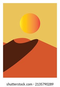 Desert Dune Egypt Landscape background, Sand in nature illustration, Minimalist desert landscape - Vector