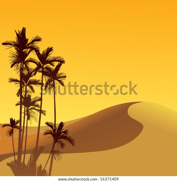 Desert Dune Palm Tree Stock Vector (Royalty Free) 16371409 | Shutterstock