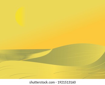 Fondo de dunas del desierto. El desierto seco bajo el sol, un desierto arenoso e interminable. Ilustración del vector