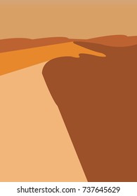 Desert dunes flat vector illustration.