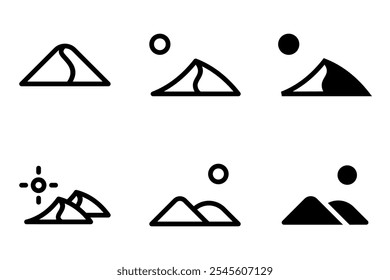 desert dunes icon set design template