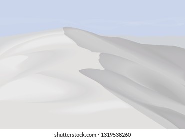 Desert dunes landscape background. White Sands Desert New Mexico. Simple flat minimalism illustration.