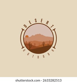 desert and dunes logo template vector cactus logo mountain hill graphic vector illustration design