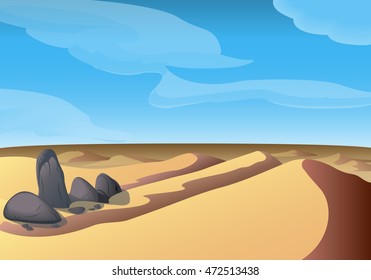  Desert dunes and stones on the sand