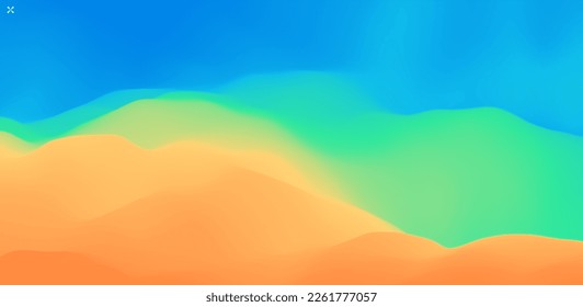 Desert dunes sunset landscape. Abstract background with dynamic effect. Creative design with vibrant gradients. 3D vector Illustration.
