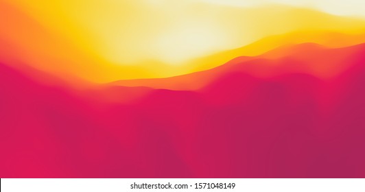 Desert dunes sunset landscape. Mountain landscape with a dawn. Mountainous terrain. Hills silhouette. Abstract background. Vector illustration.