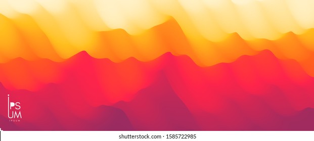 Desert dunes sunset landscape  Mountain landscape and dawn  Mountainous terrain  Hills silhouette  Abstract background  Vector illustration 