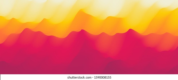 Desert dunes sunset landscape. Mountain landscape with a dawn. Mountainous terrain. Hills silhouette. Abstract background. Vector illustration.