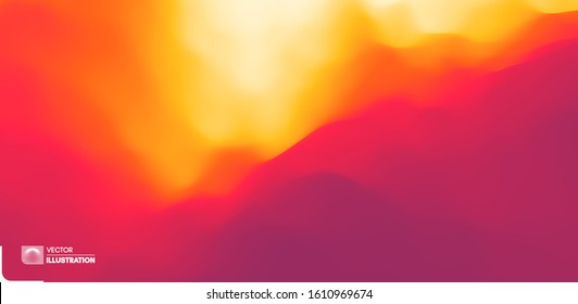 Desert dunes sunset landscape. Mountain landscape with a dawn. Mountainous terrain. Hills silhouette. Abstract background. Vector illustration.