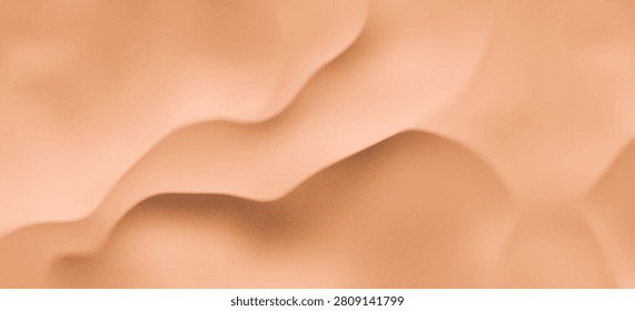 Desert dunes top view with sand soft wavy texture. Golden beach aerial landscape with wave in warm gold beige tones. Desert sand dune top view background. Summer travel poster. 3D realistic vector bg
