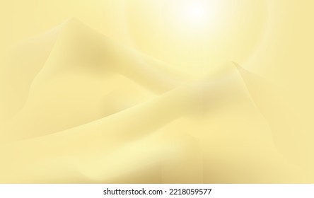 Desert dunes vector abstract landscape background with blur sandstorm effect. Hot sun through the sand in air. Blury sandy color backdrop design