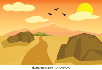 Desert dusk Scenery vector background
