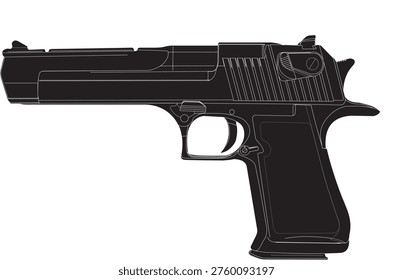 Desert Eagle .50 AE Magnum Semi Automatic Pistol Icon Vector Silhouette Design

