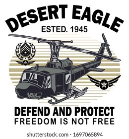 Desert Eagle Ested 1945 Defend And Protect Freedom Is Not Free ... US Air Force T Shirt Design