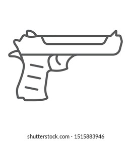 Desert eagle gun thin line icon, army and weapon, handgun sign, vector graphics, a linear pattern on a white background, eps 10.