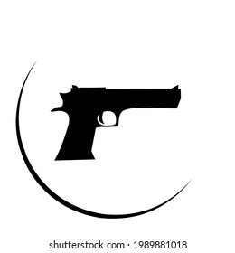 desert eagle silhouette weapon, for guns, police.  Flat minimalist design vector eps10