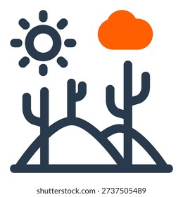 Desert ecosystem with cactus arid landscape