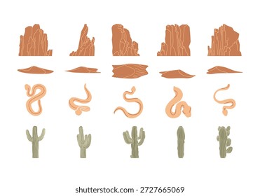 Conjunto de iconos de ilustración de elemento de desierto
