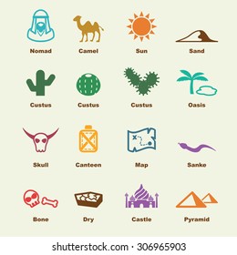 desert elements, vector infographic icons