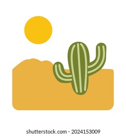 Desert emoji flat icon isolated vector illustration on white background