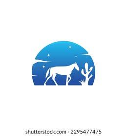 desert equestrian vector logo design