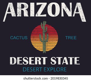 Desert explore graphic print design. Arizona cactus vibes artwork for apparel poster and others. 