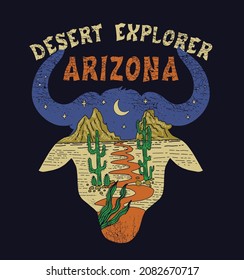 Desert explore t-shirt vector design. Desert vibes design for fashion and others.