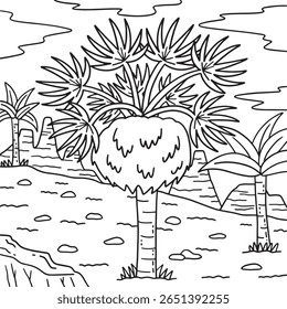 Desert Fan Palm Tree Coloring Page for Kids 