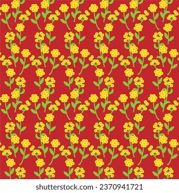 Desert Flame flower pattern on dark red background.