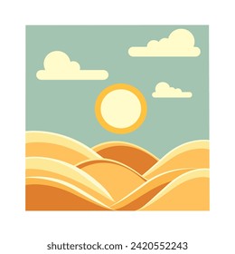Desert, flat design. Vector illustration for posters, stickers, clothes, etc.