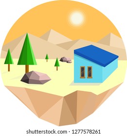 Desert flat design vector, simple and minimalist with detail