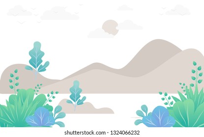 Desert flat design,fantasy leaves background template vector illustration flat design 