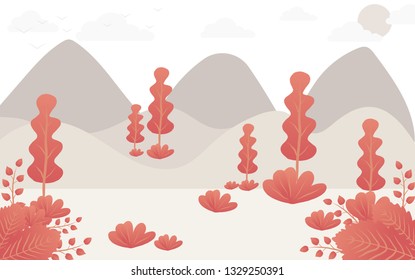 Desert flat design,fantasy leaves background template vector illustration flat design 
