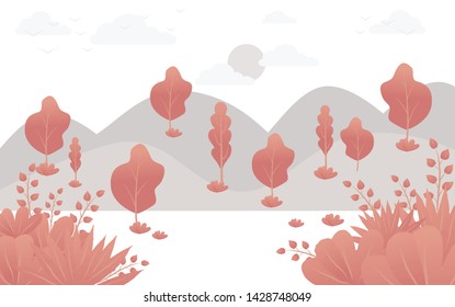 Desert flat design,fantasy leaves background template vector illustration flat design 