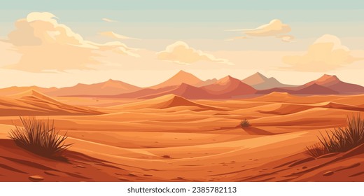 Desert flat landscape design vector illustration