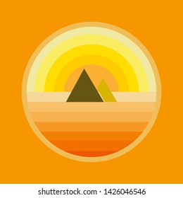 desert flat landscape vector illustration