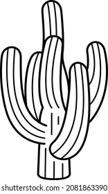 Desert flowering plant cactus. Vector outline illustration.